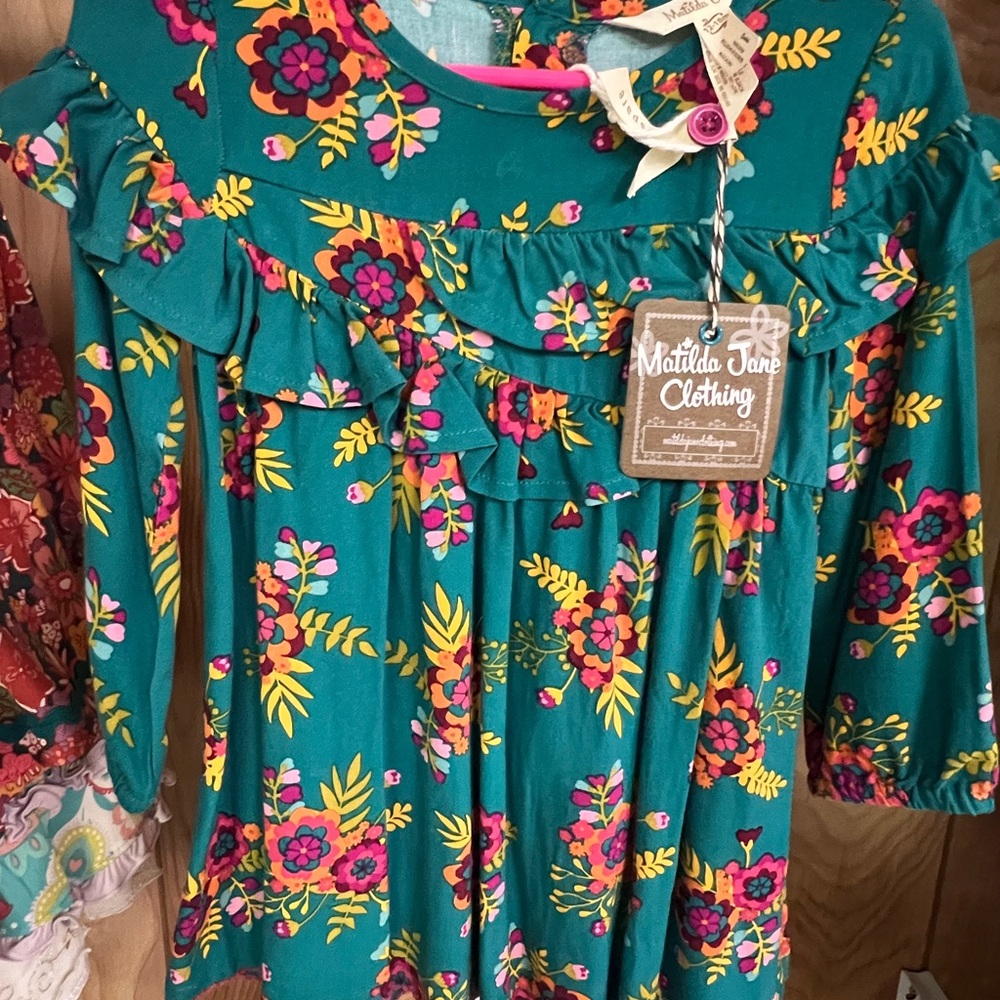 Matilda Jane Teal Floral Ruffle Dress